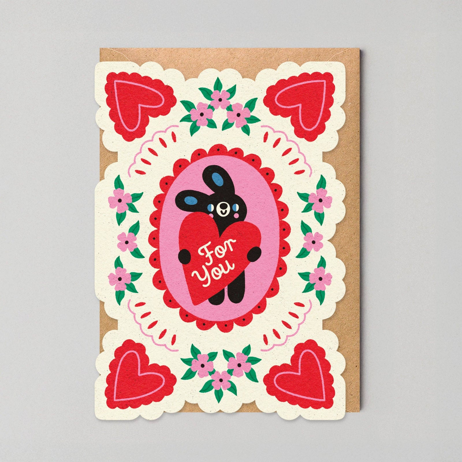 For You Bunny Scalloped Cut Out Valentine's Day Card by penny black