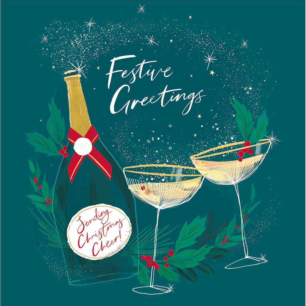 Festive Greetings & Cheer Box Of 10 Christmas Cards By Penny Black