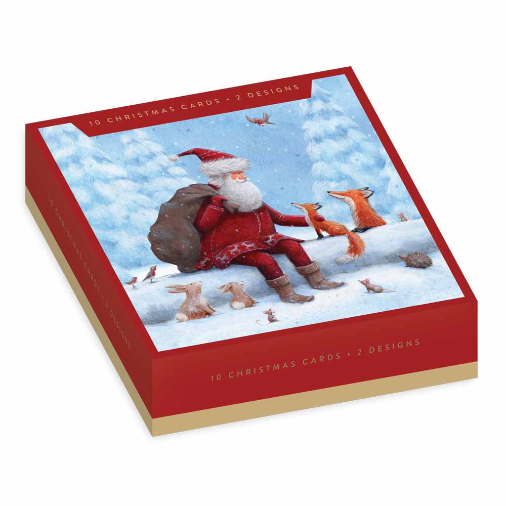 Santa's Friends Snowman & Foxes Box Of 10 Christmas Cards By Penny Black