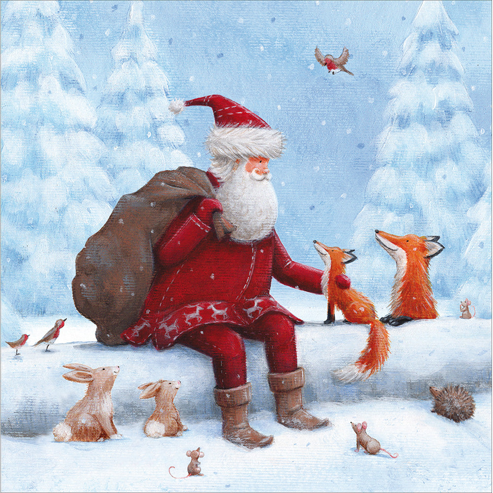 Santa's Friends Snowman & Foxes Box Of 10 Christmas Cards By Penny Black
