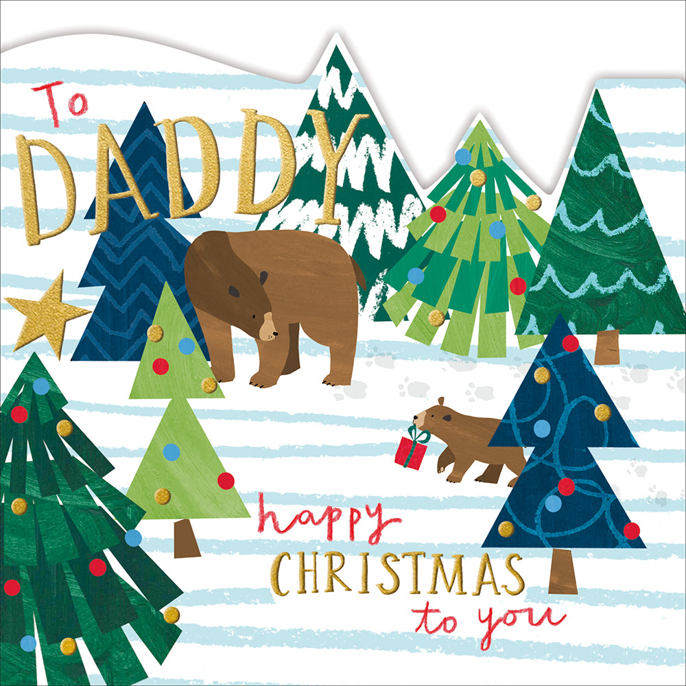 Daddy Happy Christmas To You Bears In Forest Card By Penny Black