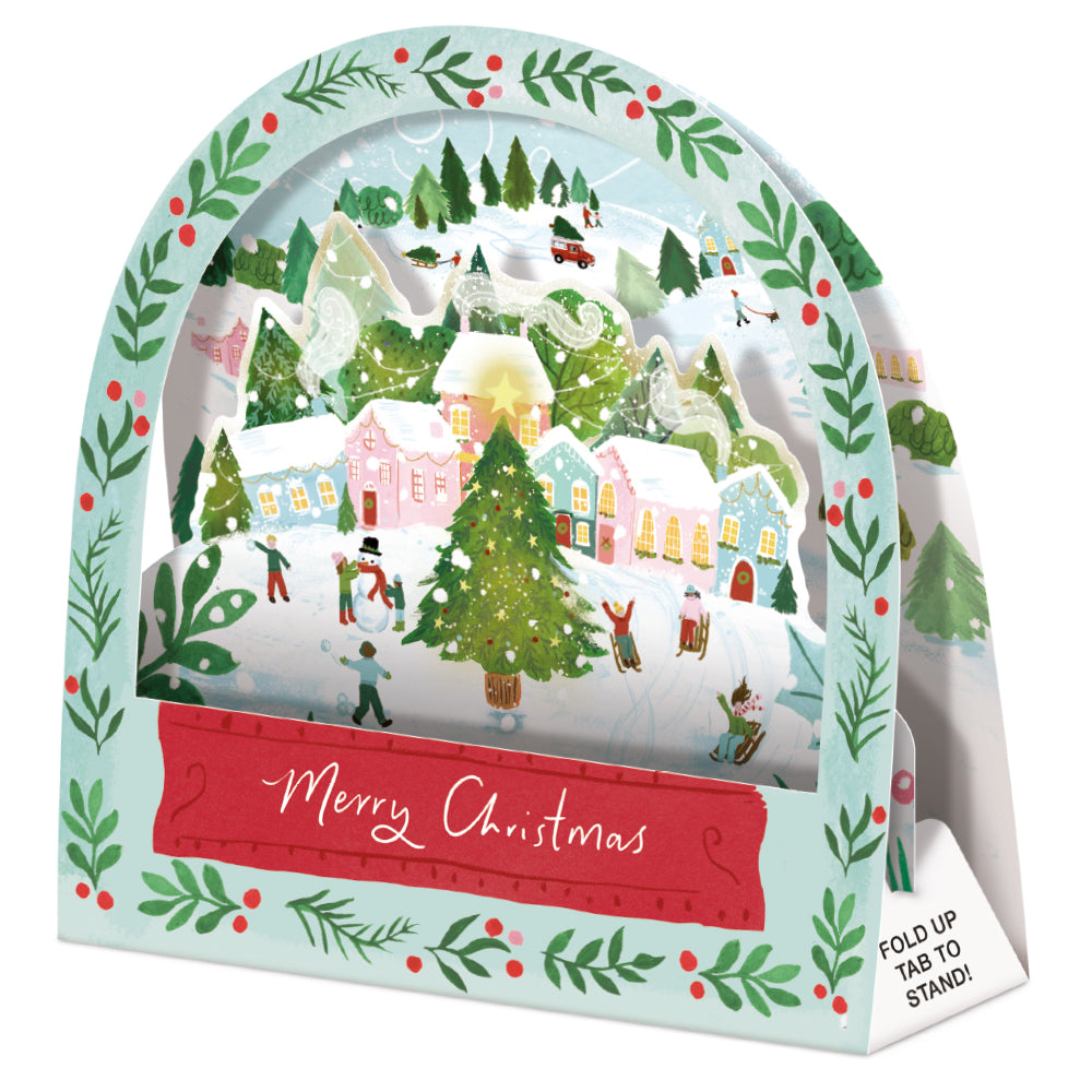 Snowy Village Snowglobe Box Of 5 Premium 3D Christmas Cards By Penny Black