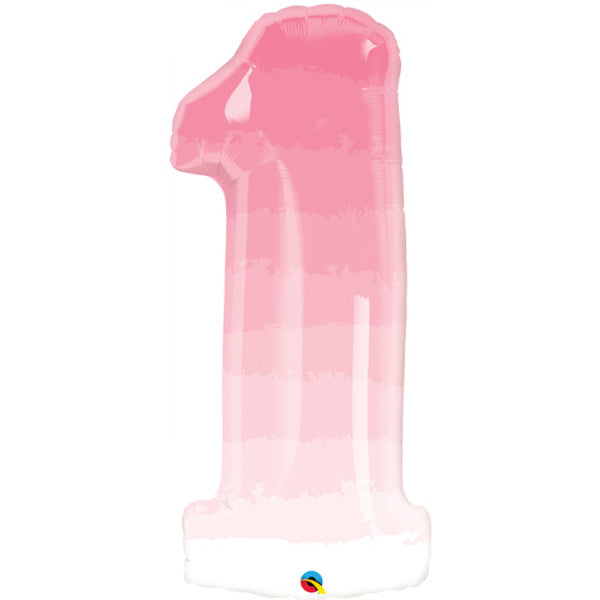 Large 34" Number Foil Balloon number 1 pink ombre - Penny Black