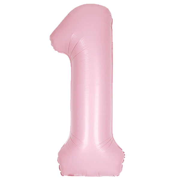 Large 34" Number Foil Balloon number 1 matt pink - Penny Black