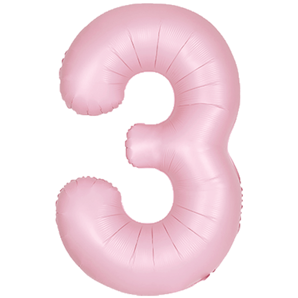 Large 34" Number Foil Balloon number 3 matt pink - Penny Black