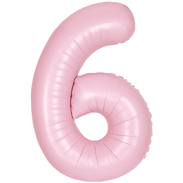 Large 34" Number Foil Balloon number 6 matt pink - Penny Black