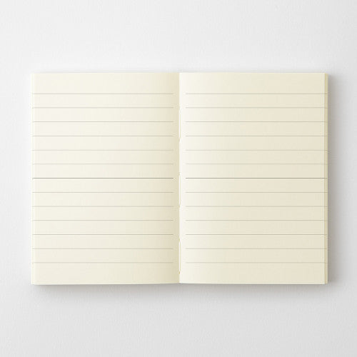 Midori MD Notebook - A7 by penny black - showing lined notebook laying flat