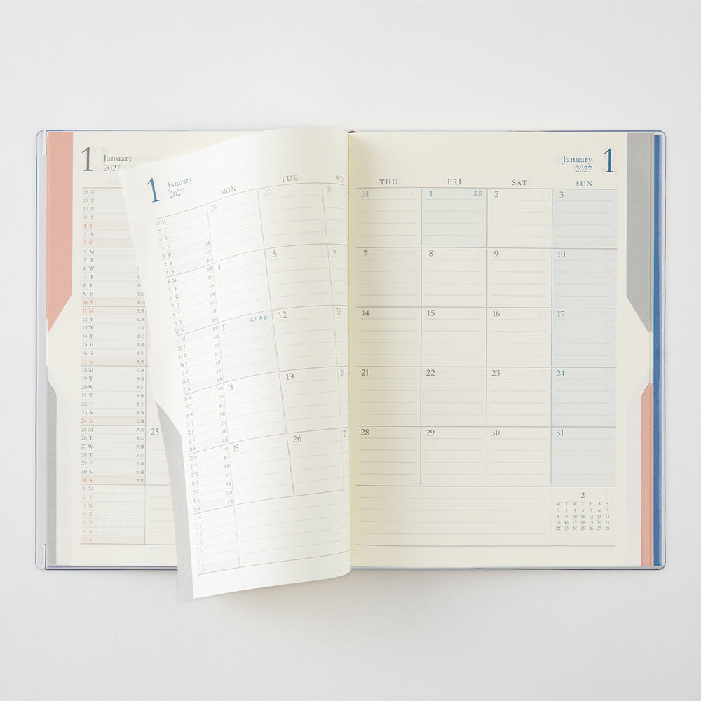 Midori Double Schedule Blue B6 2027 Diary | Penny Black | Stylish Stationery Bringing Every Day Joy!