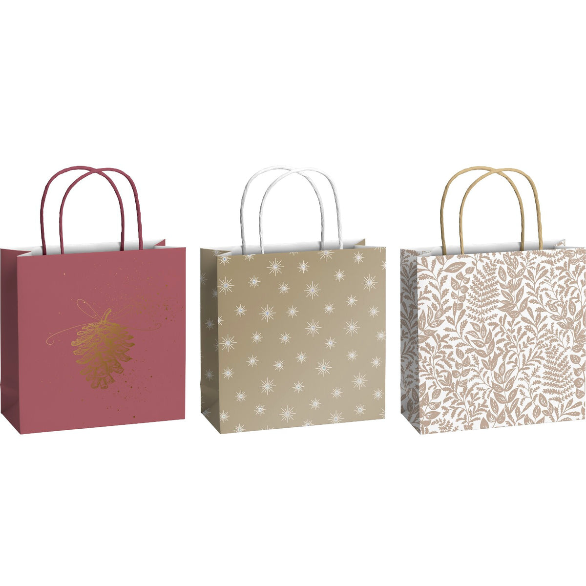 Gold Bordeaux Small Christmas Gift Bags 3 Pk by penny black