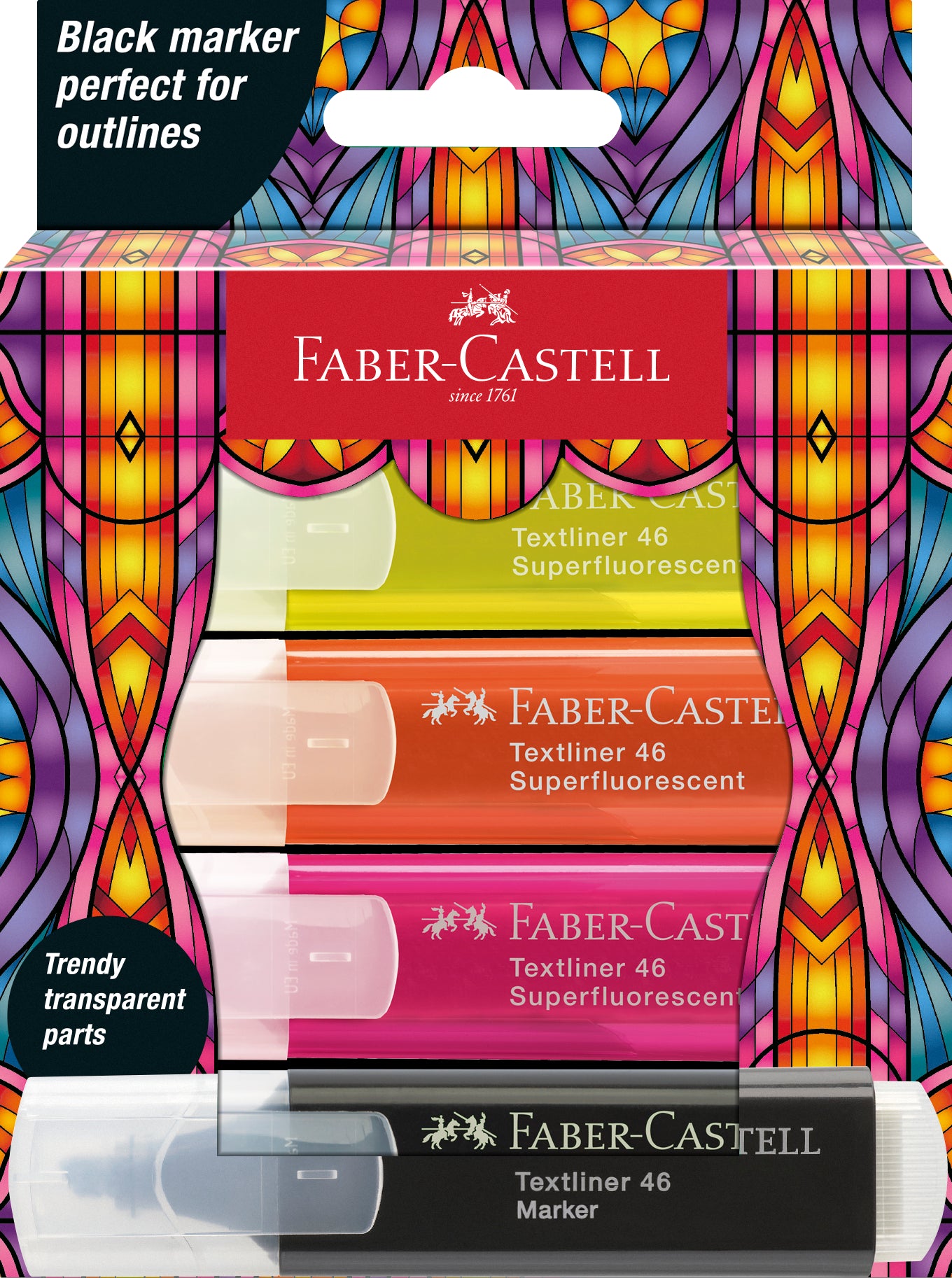 Faber-Castell Textliner 46 Marker Glassy Superfluorescent 4 Pack by penny black
