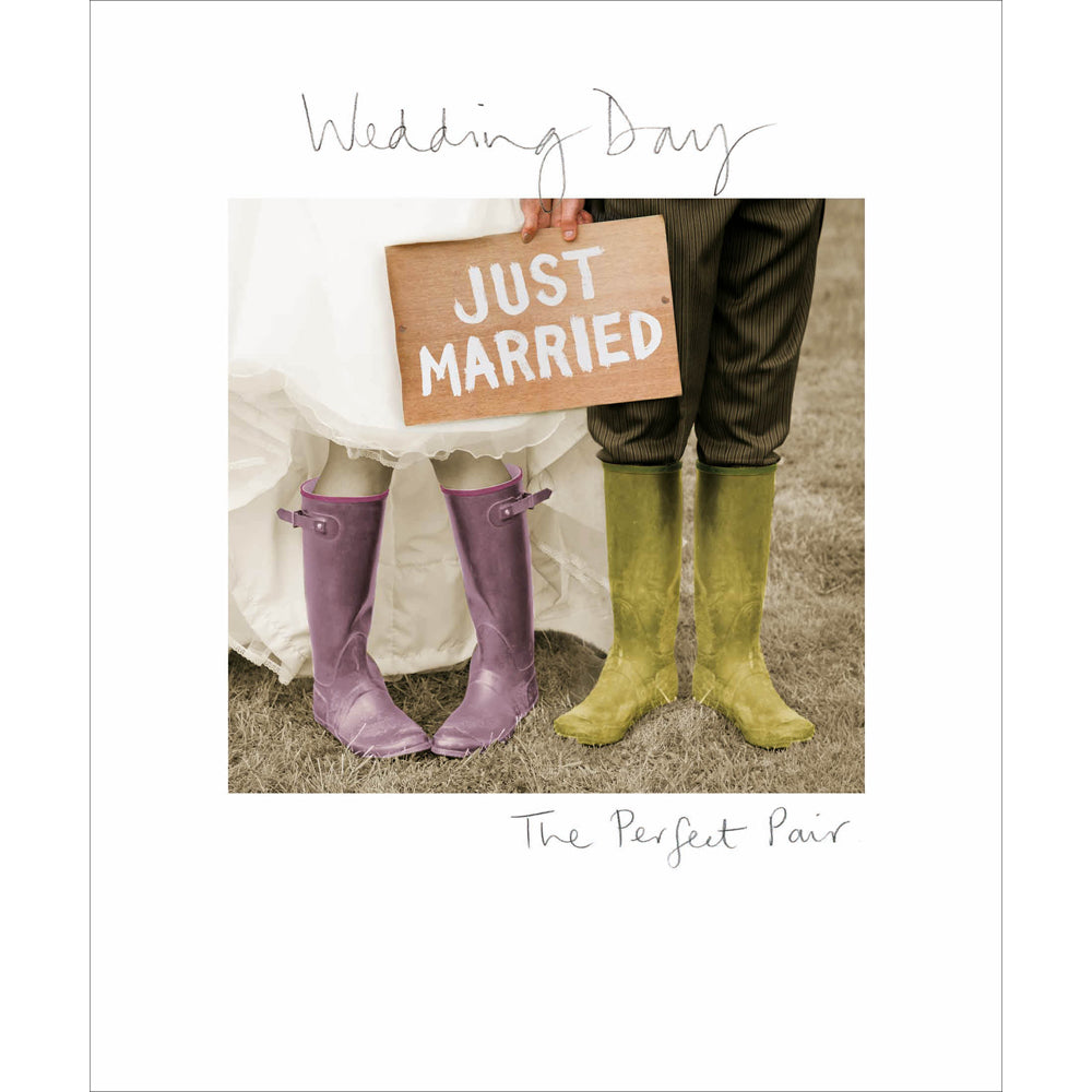 Just Married Couple In Wellies Wedding Card at Penny Black