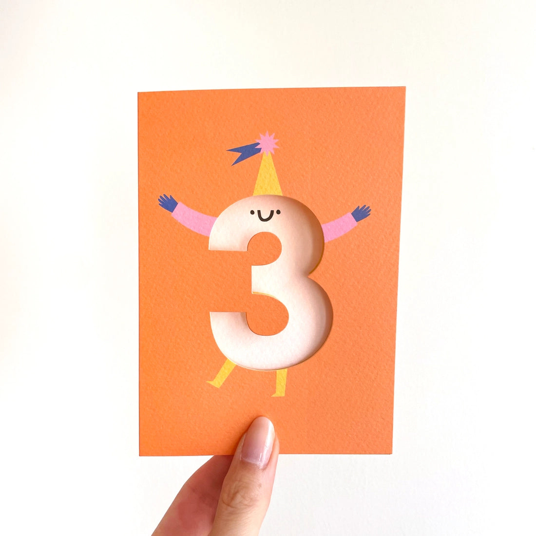 Number Three Cute Cut Out Third Birthday Card