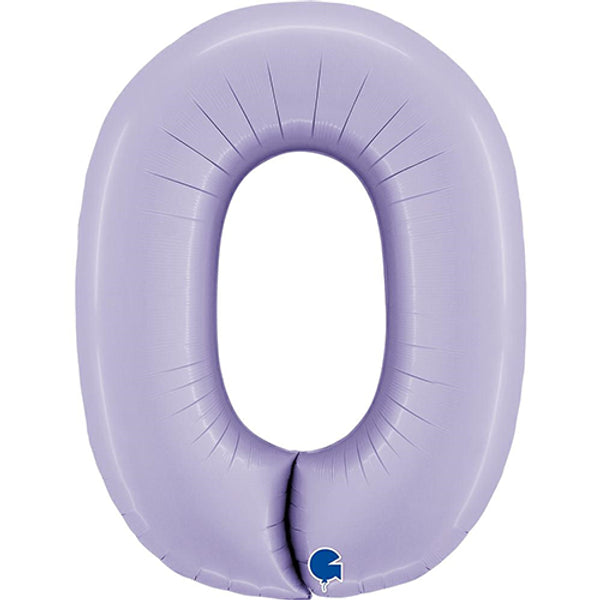 Large 34" Number Foil Balloon number 0 lilac - Penny Black