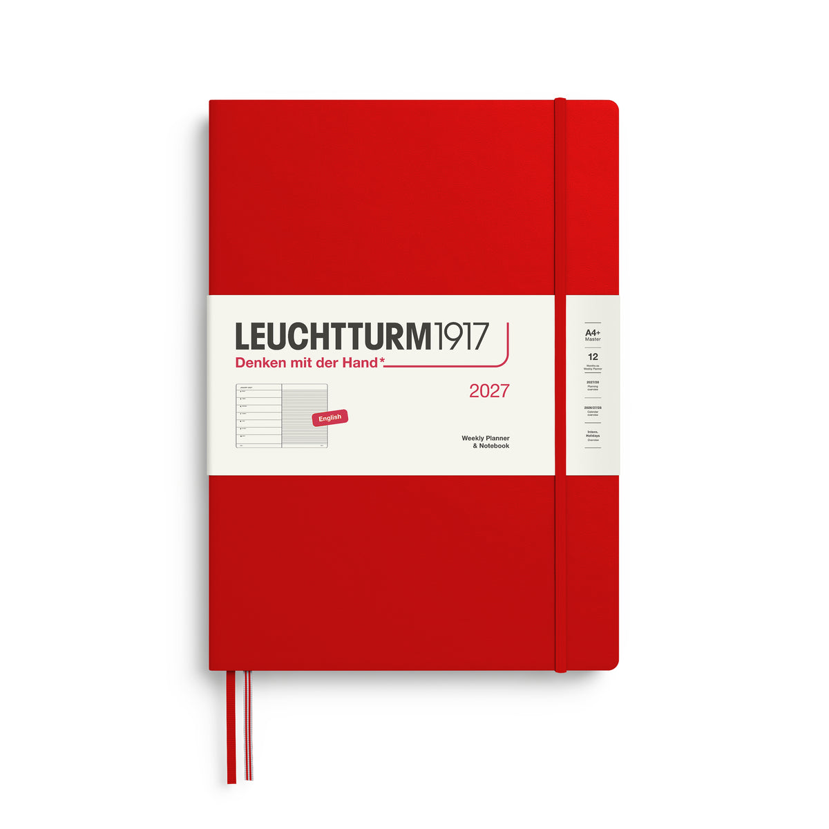 LEUCHTTURM1917 2027 Weekly Planner & Notebook - A4+ master Hard Cover in cherry by penny black