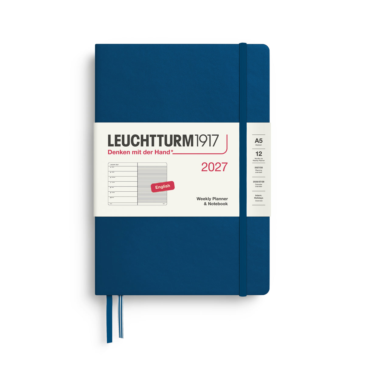 LEUCHTTURM1917 2027 Weekly Planner & Notebook - A5 Hard Cover lined ruling in indigo by penny black
