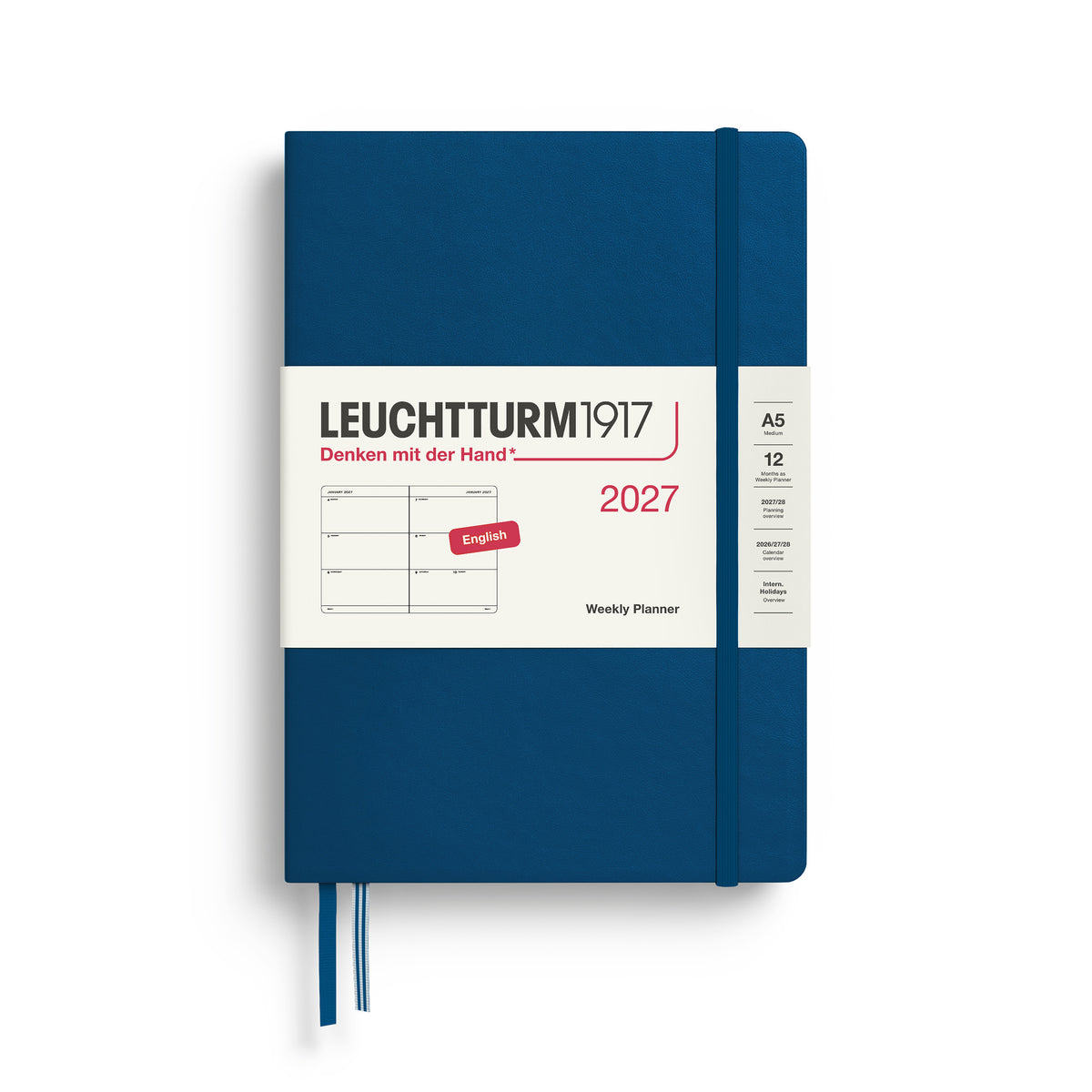 LEUCHTTURM1917 2027 Weekly Planner in A5 size and indigo colour at penny black