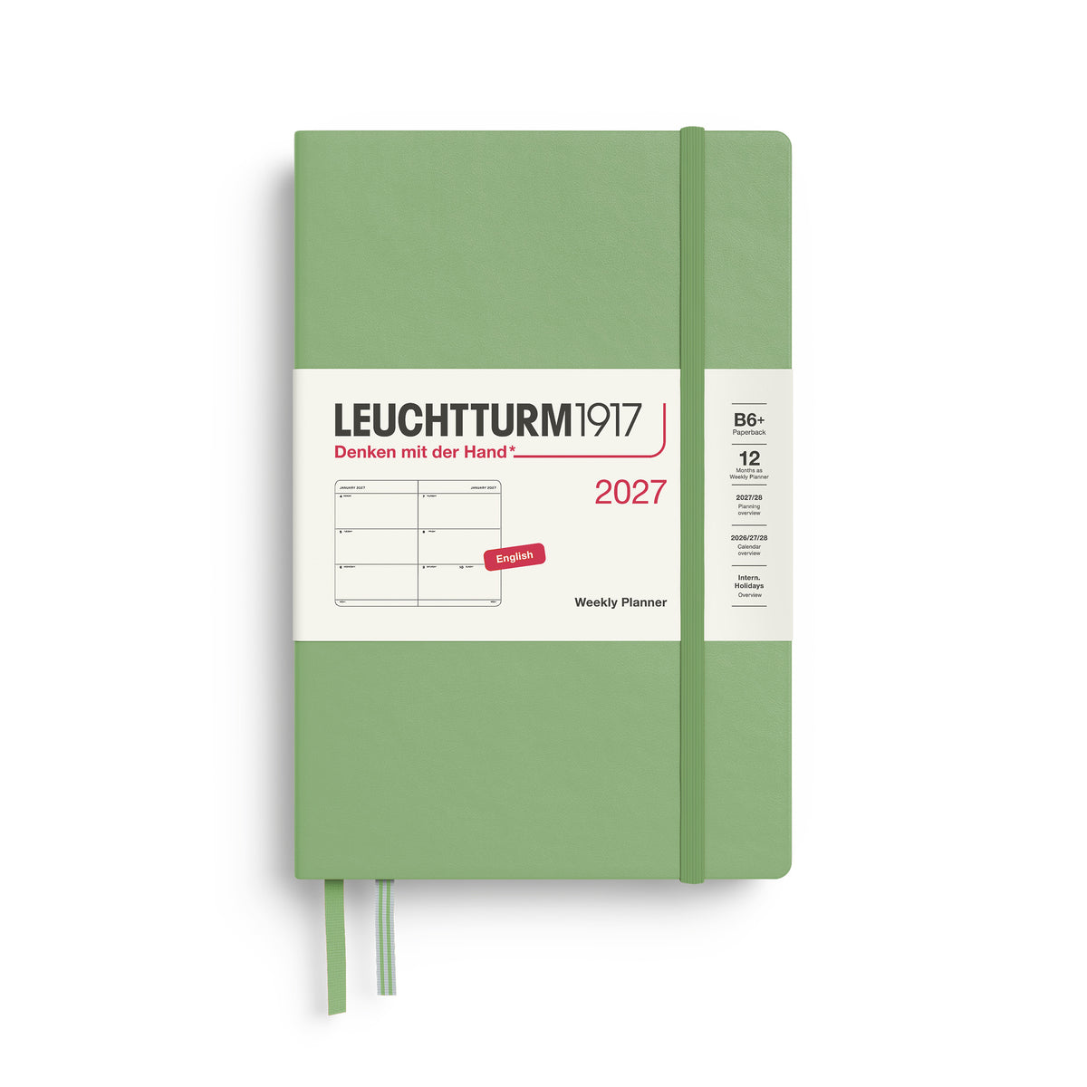 LEUCHTTURM1917 2027 Weekly Planner in B6+ size and sage green colour at penny black