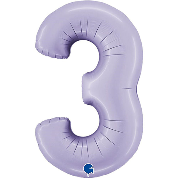 Large 34" Number Foil Balloon number 3 lilac - Penny Black