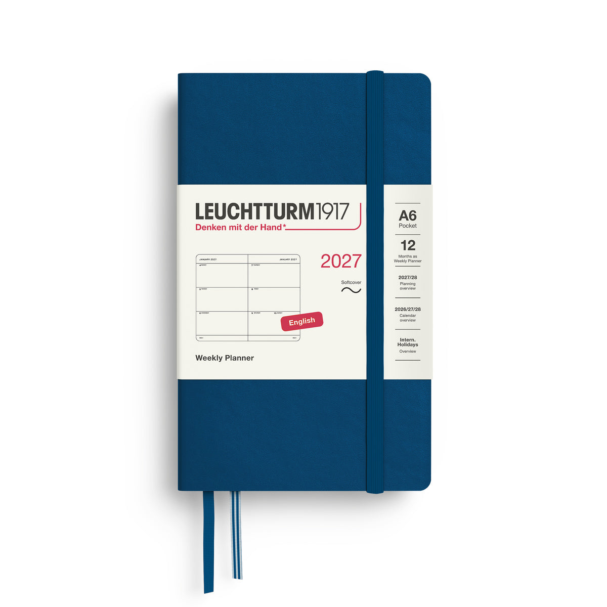 LEUCHTTURM1917 2027 Weekly Planner in A6 size soft cover and indigo colour at penny black