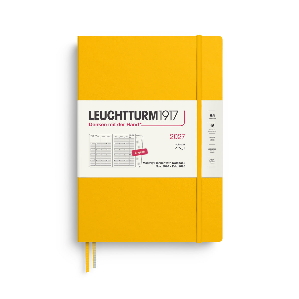 LEUCHTTURM1917 2027 Monthly Planner with Notebook - Soft Cover in sunflower colour at penny black