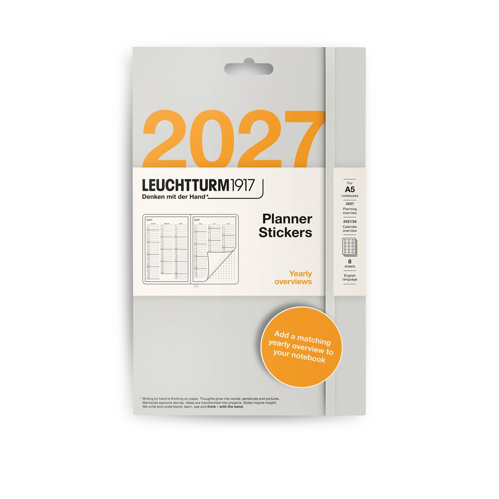 Leuchtturm1917 yearly overview planner stickers in packaging for 2027 on a white background