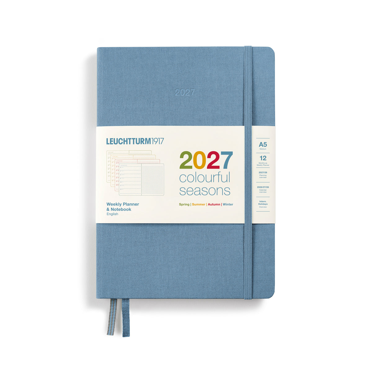 LEUCHTTURM1917 2027 Weekly Planner & Notebook - Colourful Seasons Edition - winter icy blue at penny black