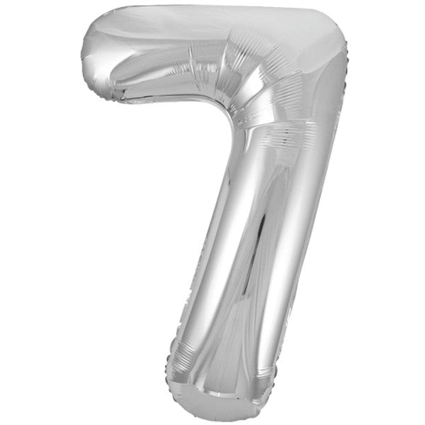 Large 34" Number Foil Balloon number 7 silver - Penny Black