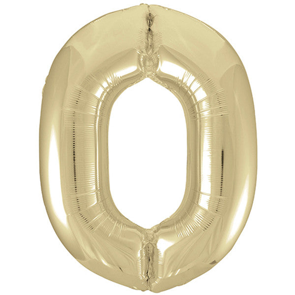 Large 34" Number Foil Balloon number 0 white gold - Penny Black