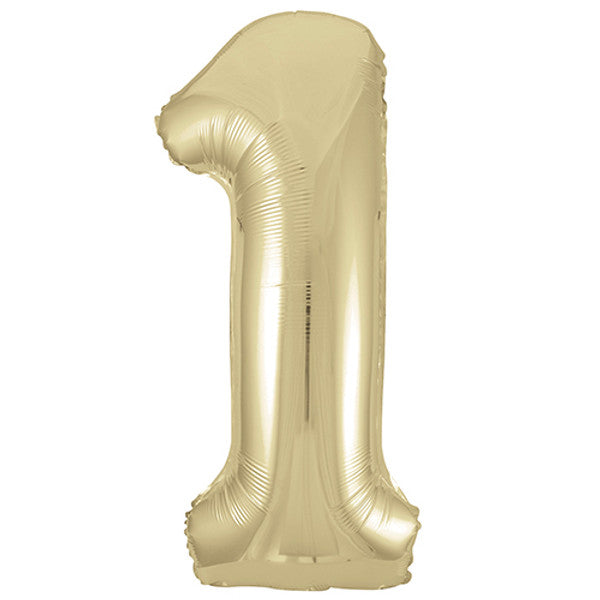 Large 34" Number Foil Balloon number 1 white gold - Penny Black