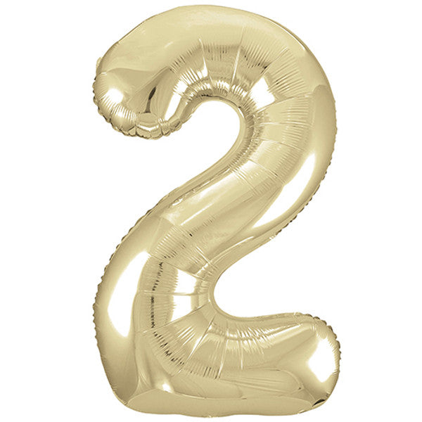 Large 34" Number Foil Balloon number 2 white gold - Penny Black