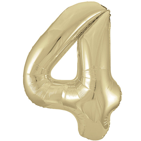 Large 34" Number Foil Balloon number 4 white gold - Penny Black