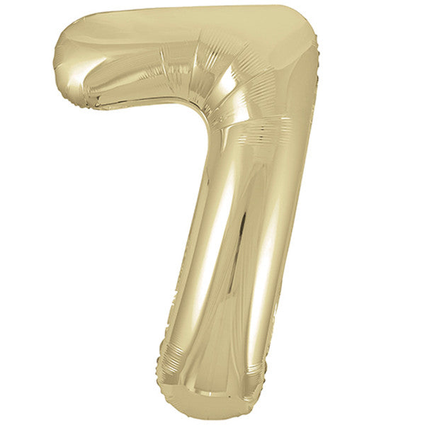 Large 34" Number Foil Balloon number 7 white gold - Penny Black