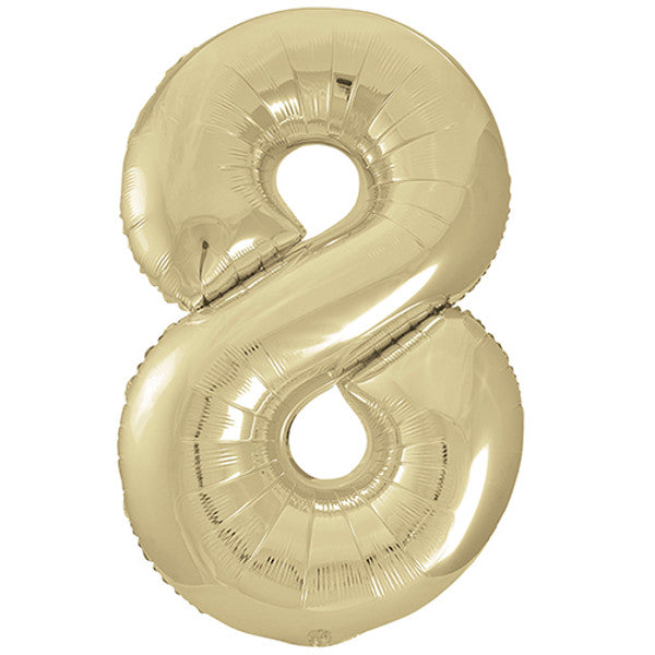 Large 34" Number Foil Balloon number 8 white gold - Penny Black