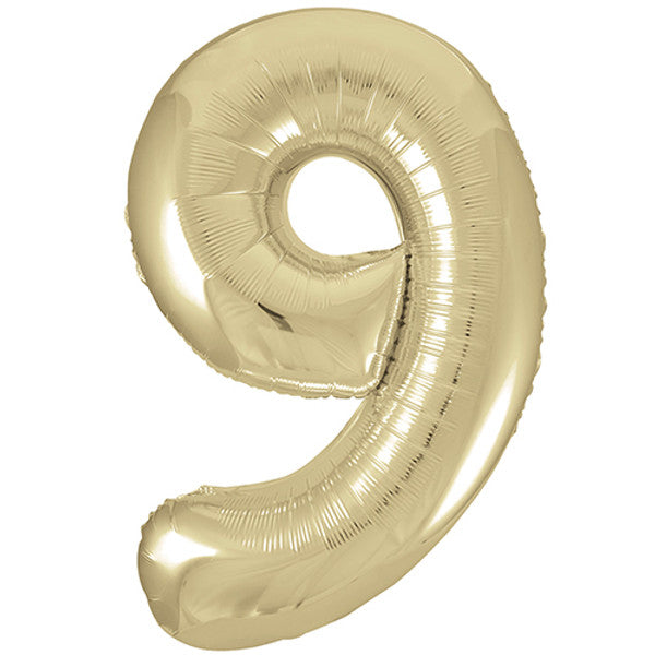 Large 34" Number Foil Balloon number 9 white gold - Penny Black