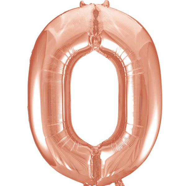 Large 34" Number Foil Balloon number 0 rose gold - Penny Black