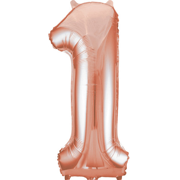 Large 34" Number Foil Balloon number 1 rose gold - Penny Black