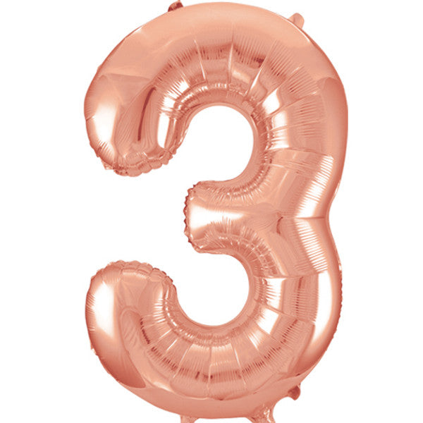 Large 34" Number Foil Balloon number 3 rose gold - Penny Black