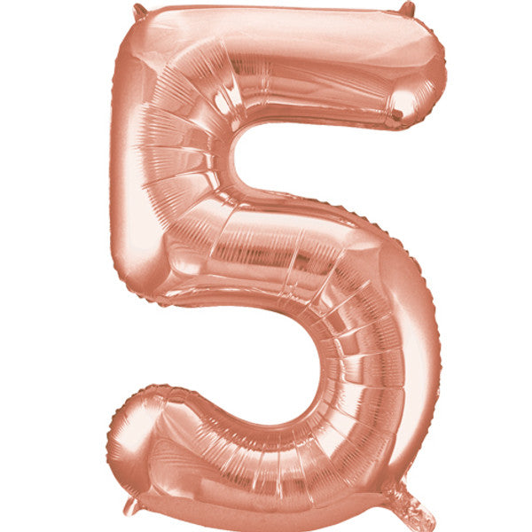 Large 34" Number Foil Balloon number 5 rose gold - Penny Black