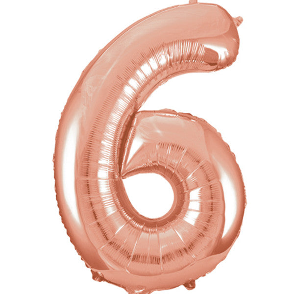 Large 34" Number Foil Balloon number 6 rose gold - Penny Black