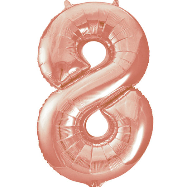 Large 34" Number Foil Balloon number 8 rose gold - Penny Black