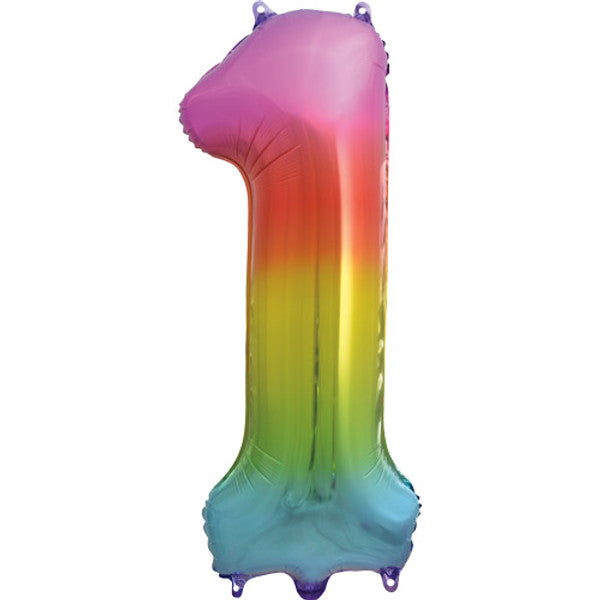 Large 34" Number Foil Balloon number 1 rainbow - Penny Black