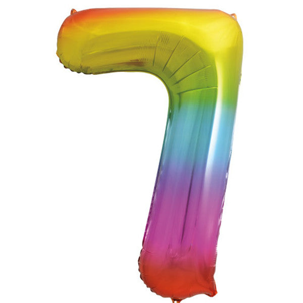 Large 34" Number Foil Balloon number 7 rainbow - Penny Black