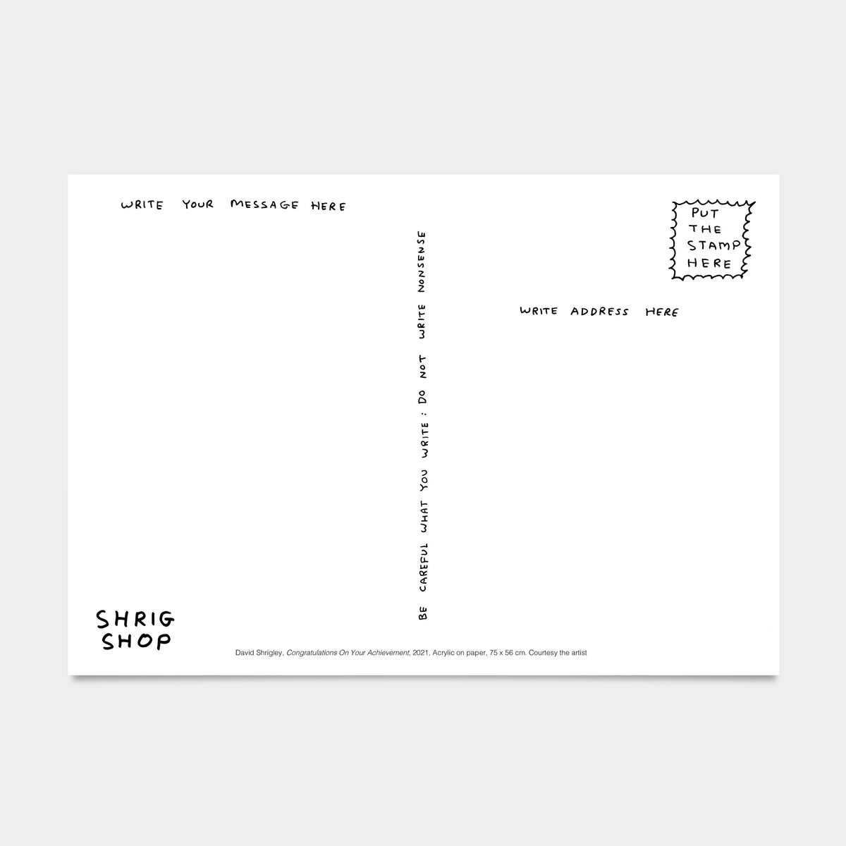 Hold The Wine Up To The Light David Shrigley Postcard By Penny Black