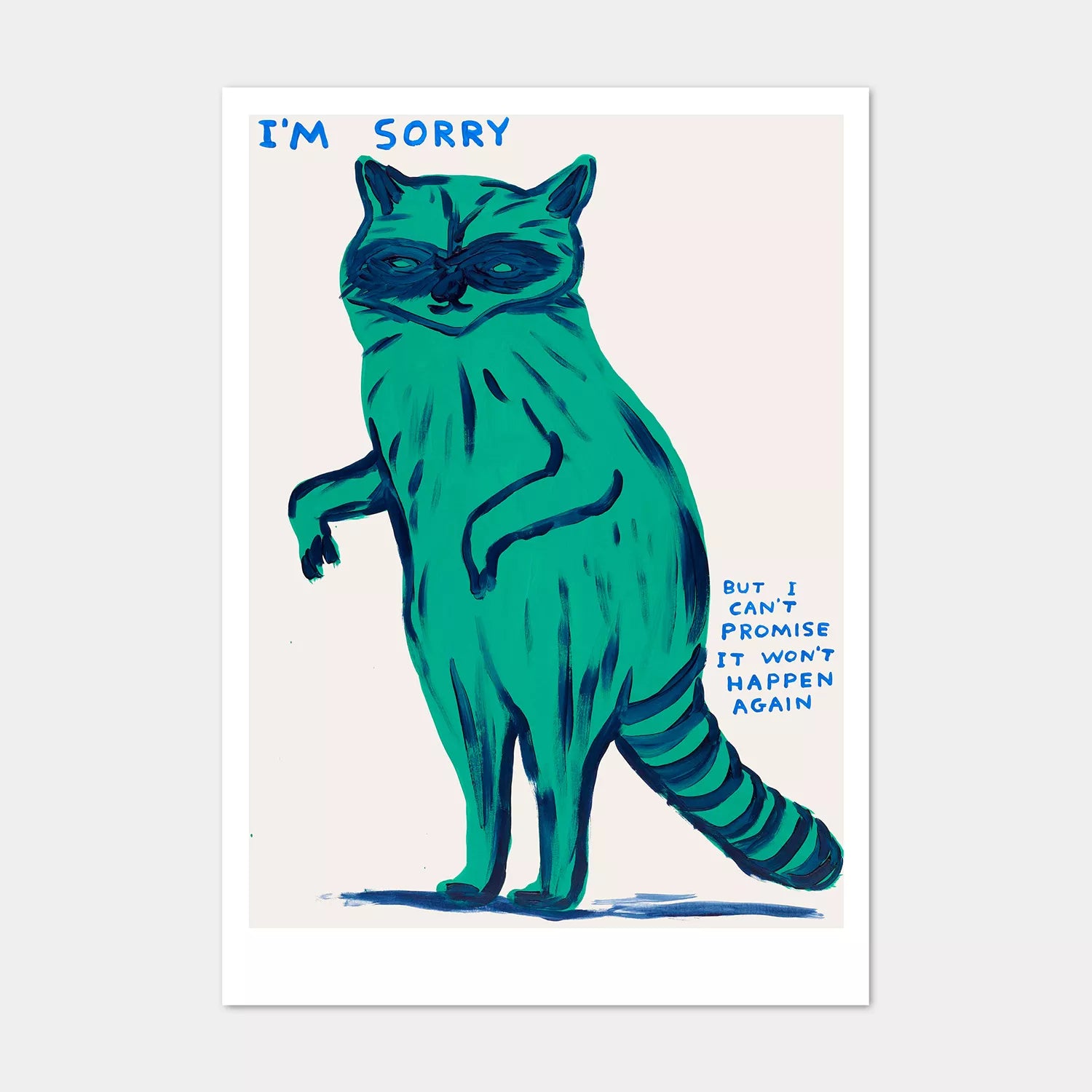 I'm Sorry Can't Promise It Won't Happen Again Racoon David Shrigley Postcard by penny black