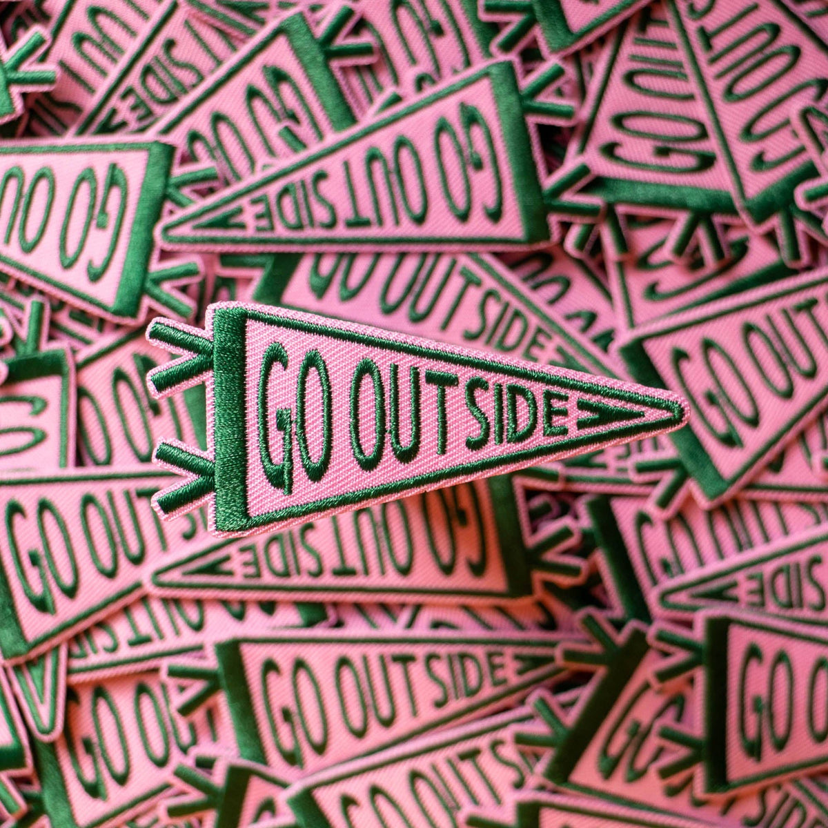 Go Outside Pennant Flag Iron-On Patch