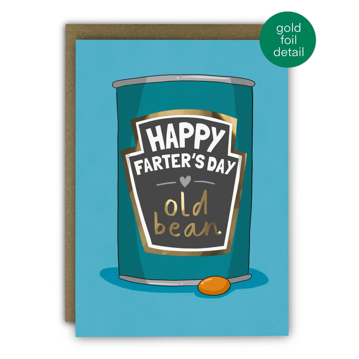 Old Bean Gold Foil Funny Father's Day Card by penny black