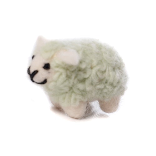 Colourful Sheep Wool Felt Handmade Hanging Decoration by penny black showing a sage green sheep