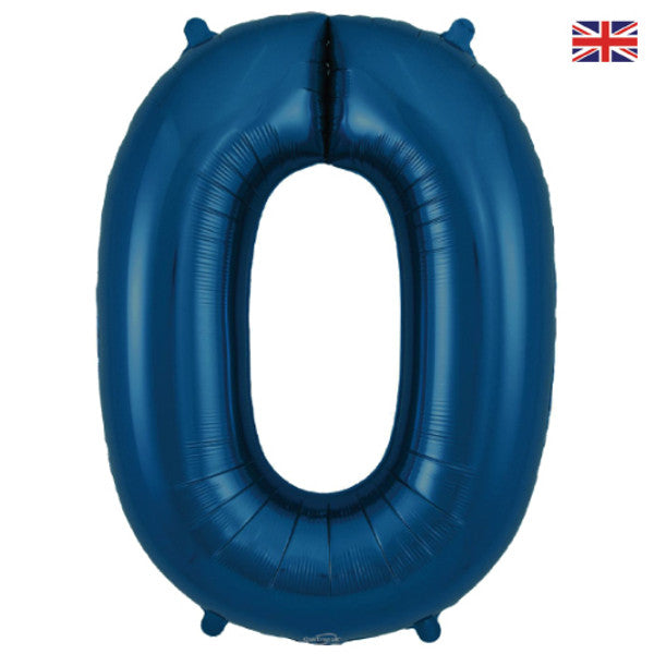 Large 34" Number Foil Balloon number 0 matt navy - Penny Black