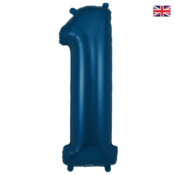 Large 34" Number Foil Balloon number 1 matt navy - Penny Black