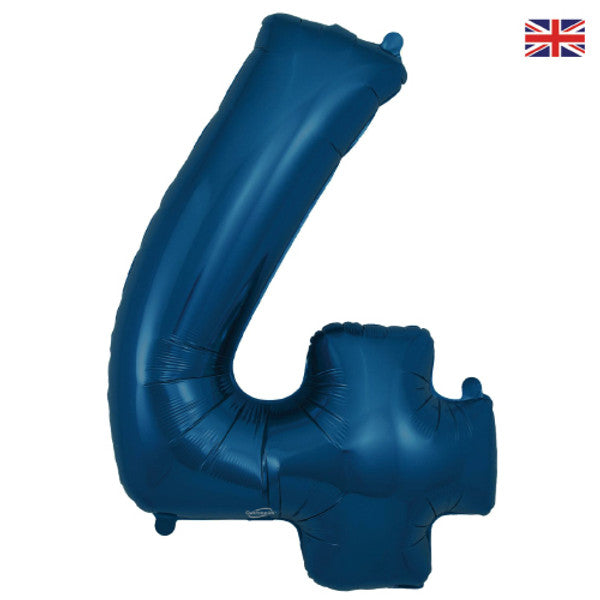 Large 34" Number Foil Balloon number 4 matt navy - Penny Black
